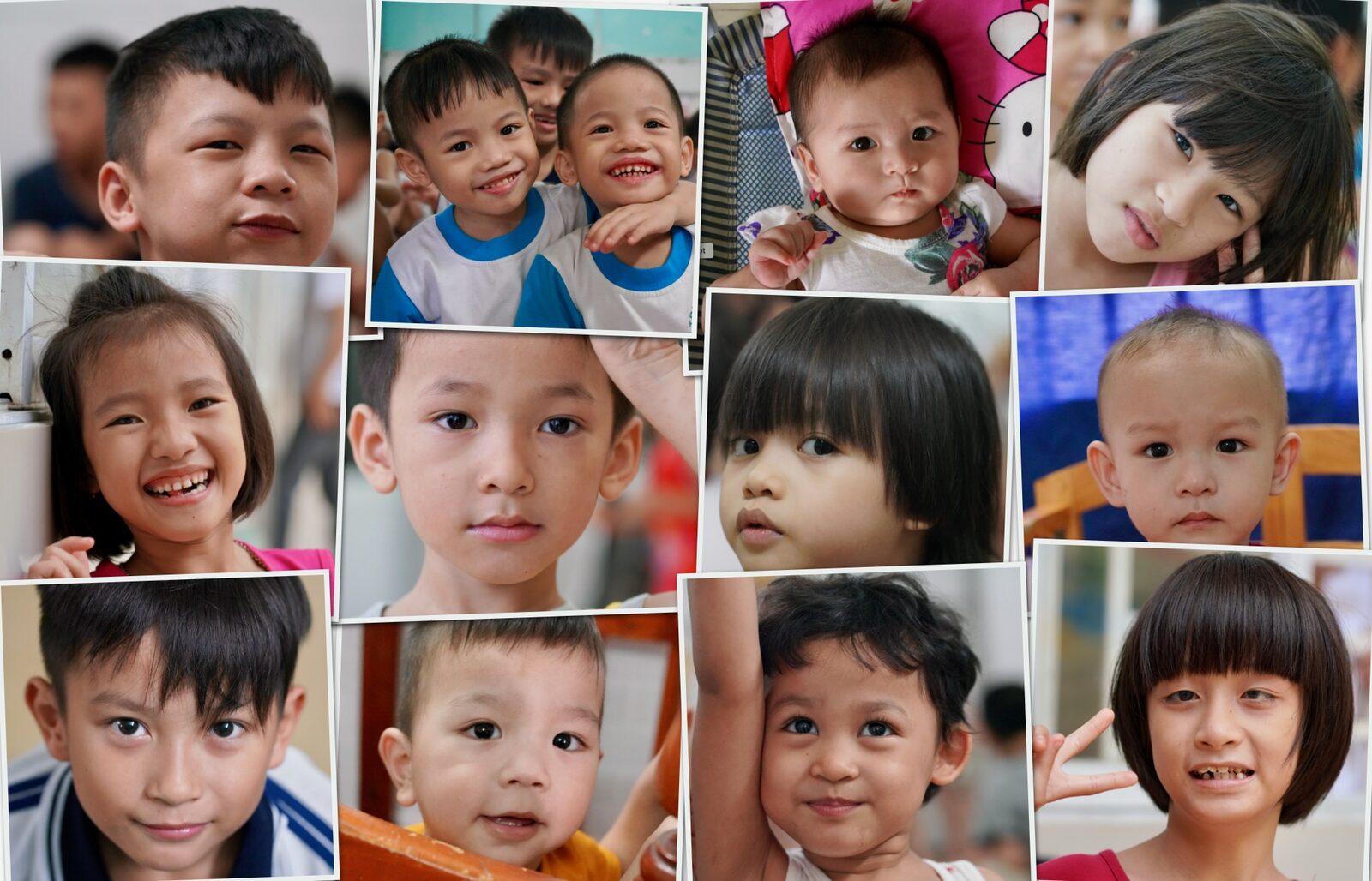 Portrait collage of children supported by Happy Planet Children